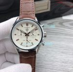 Tag Heuer Carrera White Dial Brown Leather Strap Replica Watch 40mm